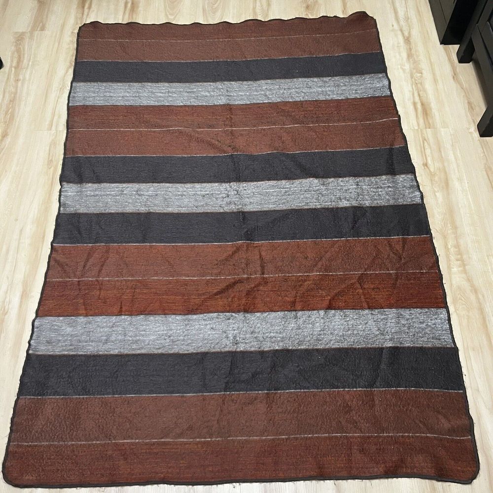 Shupaca Alpaca Blend Striped Throw Blanket Gray Rust Orange